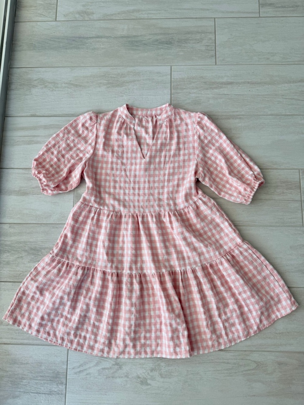 🌸 Pink Gingham Tiered Mini Dress — Cottagecore Dream! Size M, Cotton - Picture 9 of 10